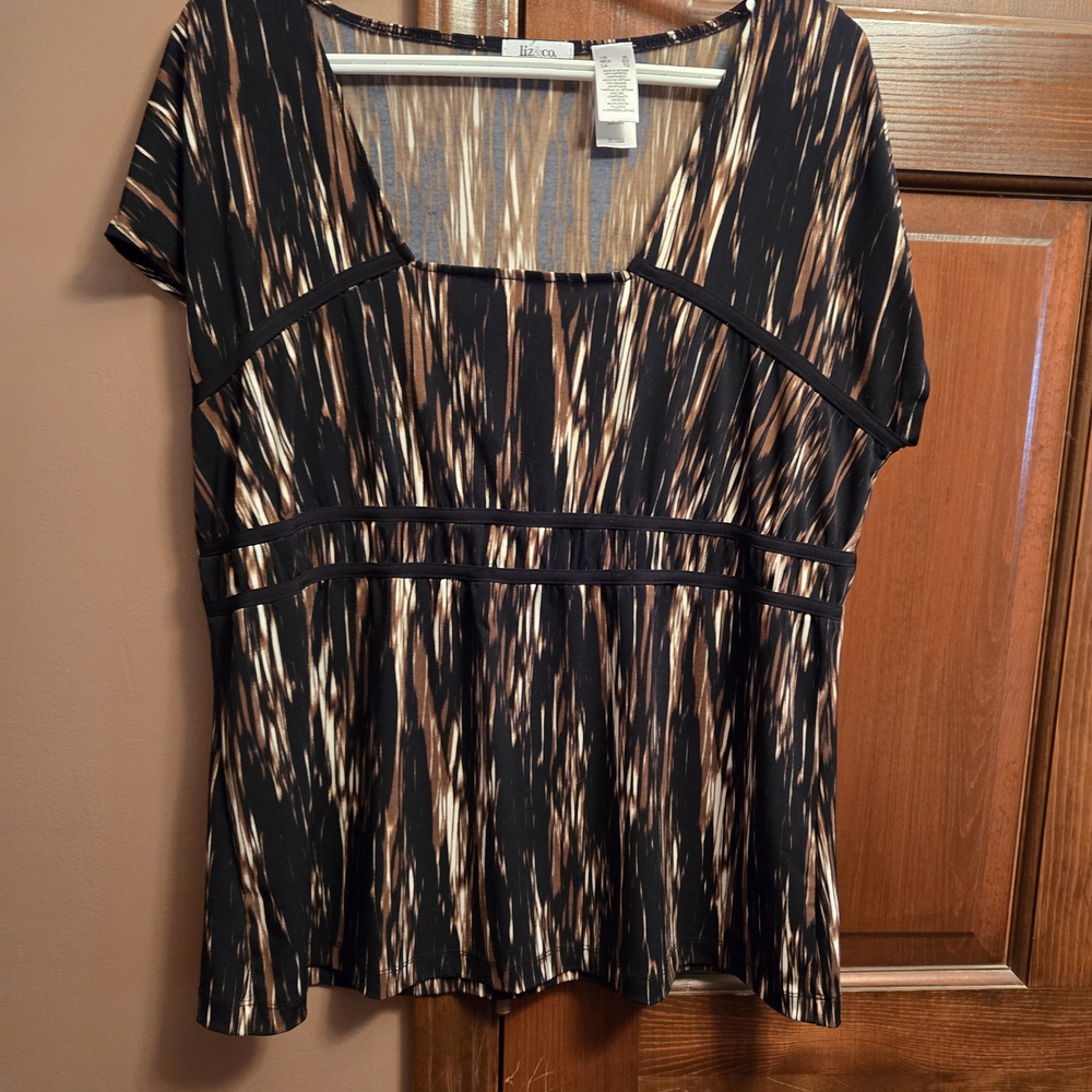 liz & co. Women's Black and Brown Blouse